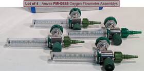 Fmh0888 Amvex Ohio Medical Lot Of 4 Oxygen Flowmeter Assemblies 15 Lpm Capacity