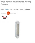 1" Fnpt Industrial Direct Reading Flowmeter - Dwyer Series IF2706. Fixed Price $600.00.