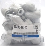 Lot Of 10 Smc AS3301FG-N03-11S One-touch Elbow Speed Controller, 3/8" Npt Port. Fixed Price $150.00.