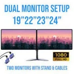 Dual Major Brand Monitor 19" 22" 23" 24" Fhd Lcd Widescreen W/ Cables. Fixed Price $99.99.