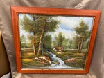 Vintage K. Fischer Landscape Painting W/ Raised Areas Framed & Covered Glass. Fixed Price $200.00.
