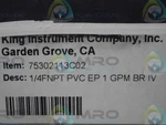 King Instruments 75302113C02 ACRYLIC-1GPM, Pvc,w/valve Flowmeter Nsmp. Fixed Price $125.00.