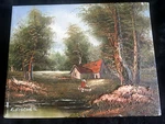 Vintage K. Fischer Landscape Painting W/ Raised Areas 10X8 With Signature. Fixed Price $79.99.