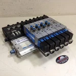 Festo Control Block W/ Valves IIFB-02B-1/4-8-BU Used #87398. Fixed Price $575.30.