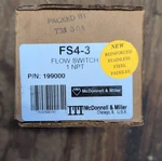 Mcdonnell & Miller FS4-3 Flow Switch Reinforced Stainless Steel Paddles 1 Npt. Fixed Price $128.00.
