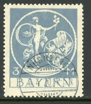 Germany States 1920 Bavaria 3 Mark Pale Blue Scott #251 Vfu F460. Fixed Price $18.00.