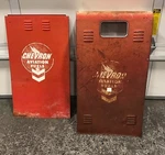 Gasboy Bennett Pump Covers Rare Chevron Aviation Fuels Logos Front Side. Fixed Price $412.35.