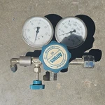 Matheson 50 Dual Gauge Gas Regulator Valve Assembly W/ Blue Adjustment Knob. Fixed Price $38.50.
