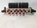 Smc 6-STATION Manifold With NVFS2100 Pneumatic Solenoid Valves. Fixed Price $128.99.