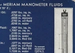 Meriam Manometer Fluids Conversion Tables Instrument Company Card E512. Fixed Price $28.69.